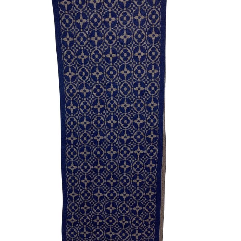 Louis Vuitton Muffler Monogram Echarpe Ski Navy Brown Mens Womens Scarf