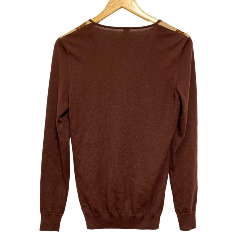 Hermes Twill Reine Medor Button Cardigan Size 38 Brown Ladies