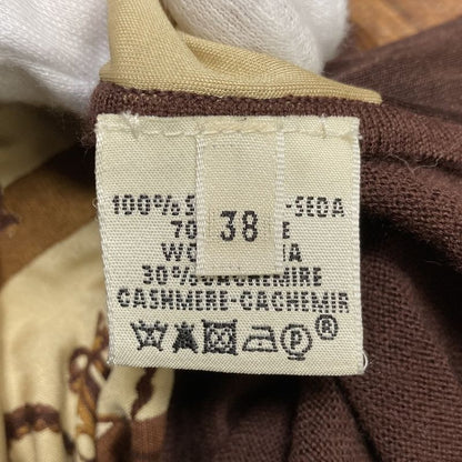 Hermes Twill Reine Medor Button Cardigan Size 38 Brown Ladies