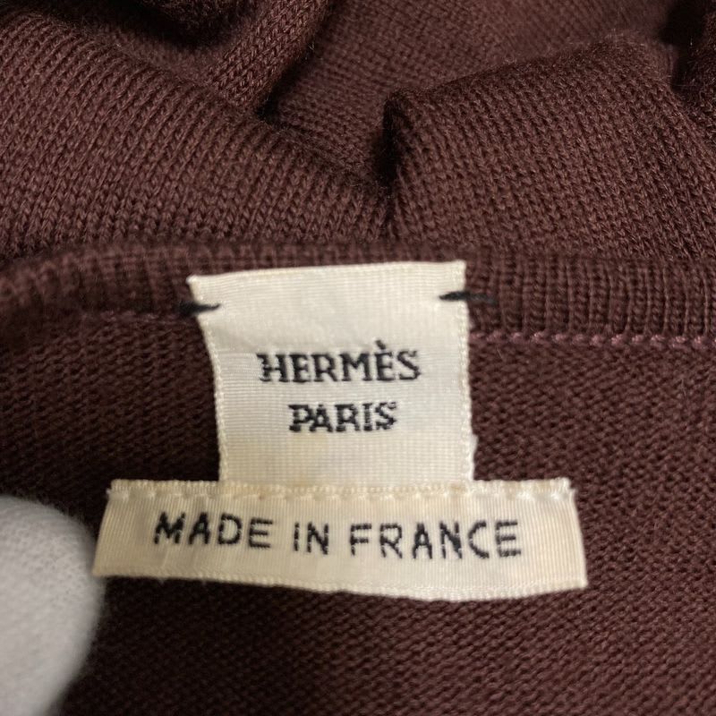 Hermes Twill Reine Medor Button Cardigan Size 38 Brown Ladies