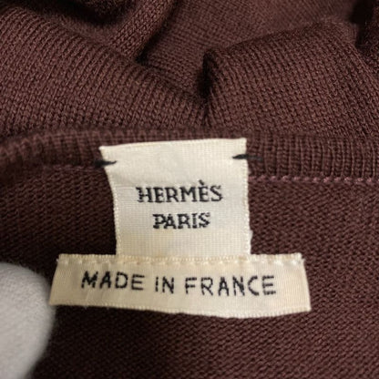 Hermes Twill Reine Medor Button Cardigan Size 38 Brown Ladies