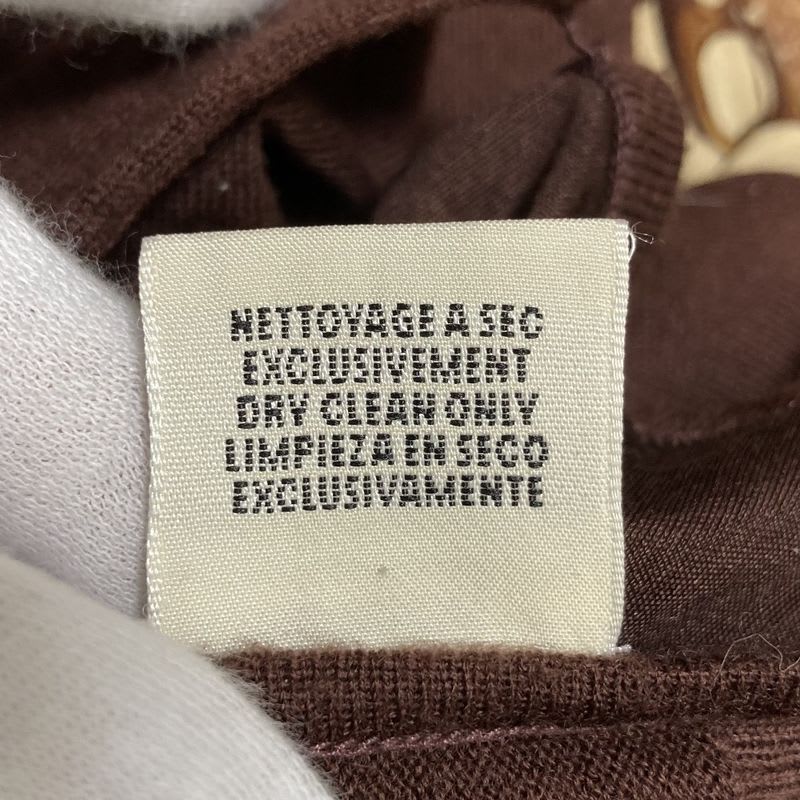 Hermes Twill Reine Medor Button Cardigan Size 38 Brown Ladies