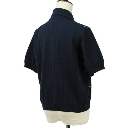 Gucci GG Intarsia Short Sleeve Knit Cardigan Size S Navy Ladies 25SS