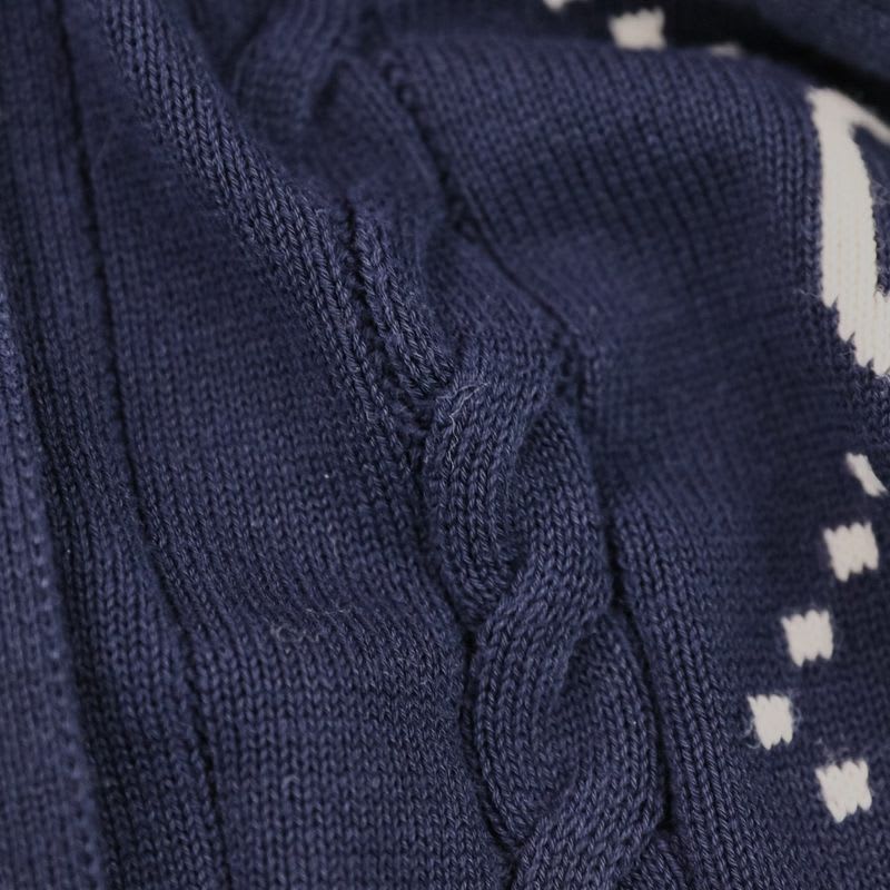 Gucci GG Intarsia Short Sleeve Knit Cardigan Size S Navy Ladies 25SS