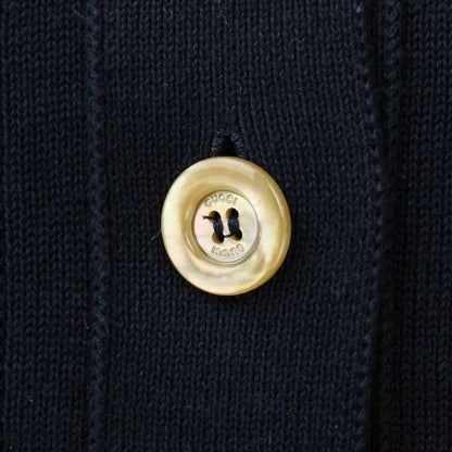 Gucci GG Intarsia Short Sleeve Knit Cardigan Size S Navy Ladies 25SS
