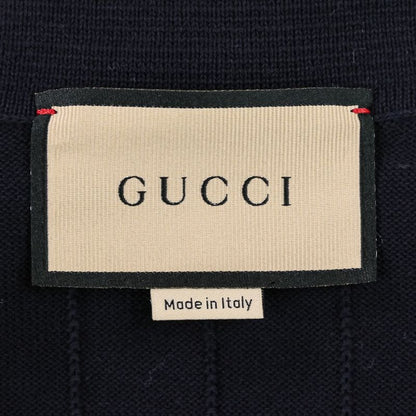 Gucci GG Intarsia Short Sleeve Knit Cardigan Size S Navy Ladies 25SS