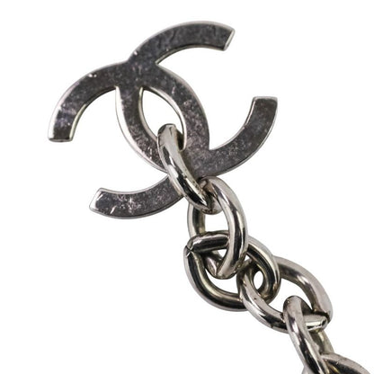 98C Chanel Camellia Coco Mark Necklace White Color Stone X Silver Color