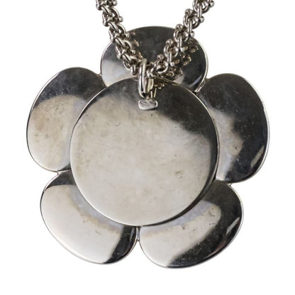 98C Chanel Camellia Coco Mark Necklace White Color Stone X Silver Color