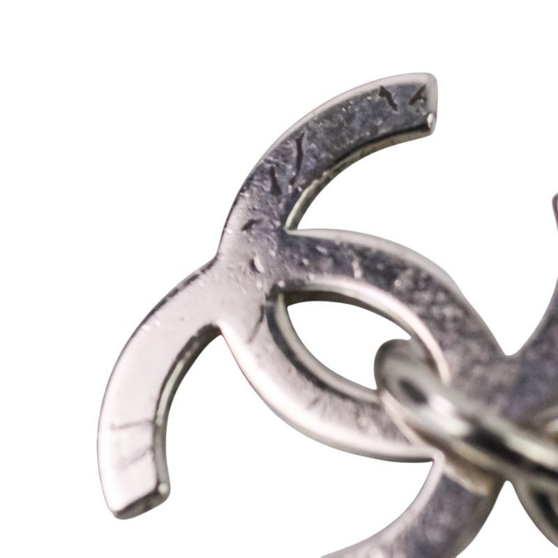 98C Chanel Camellia Coco Mark Necklace White Color Stone X Silver Color