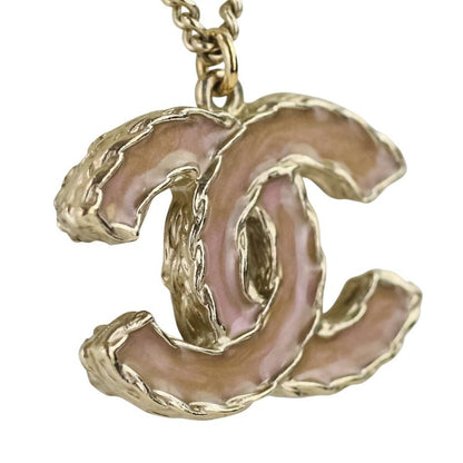 P Chanel 2WAY Reversible Coco Mark Pearl Decoration Necklace Gold Color Ladies