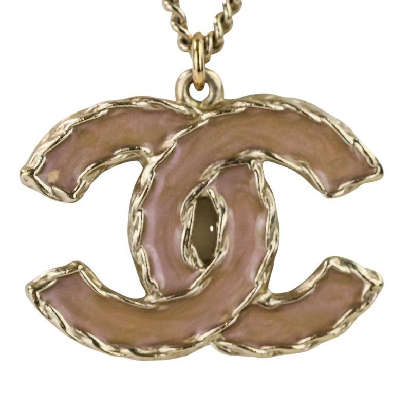 P Chanel 2WAY Reversible Coco Mark Pearl Decoration Necklace Gold Color Ladies