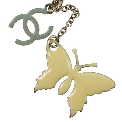 08P Chanel Coco Mark Butterfly Motif 2WAY Reversible Necklace Pink X Yellow