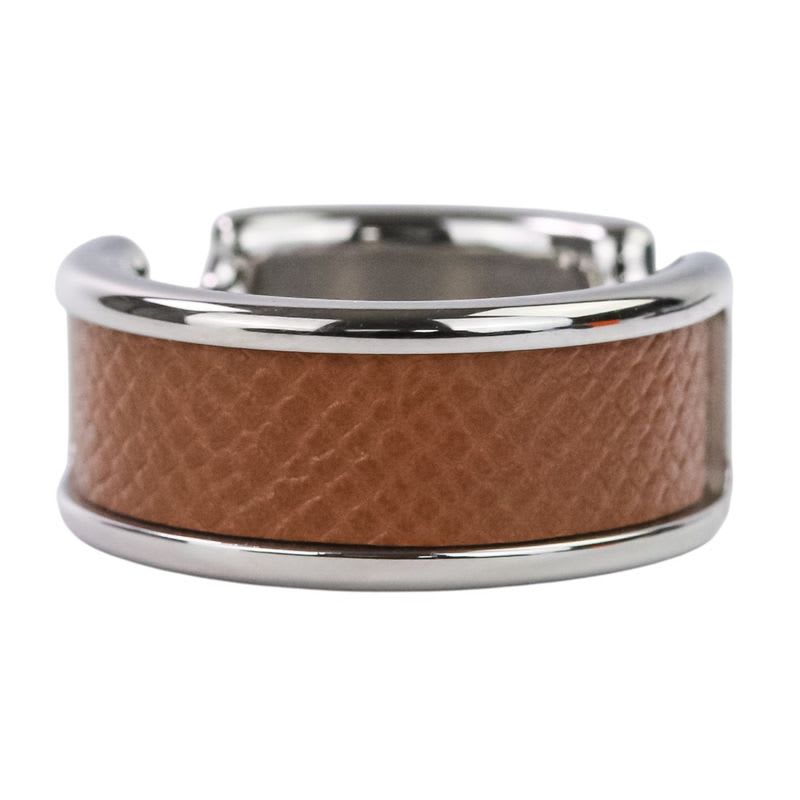 Hermes Olympe PM Ring S Size 11.5 Silver Color Brown Ladies