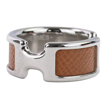 Hermes Olympe PM Ring S Size 11.5 Silver Color Brown Ladies