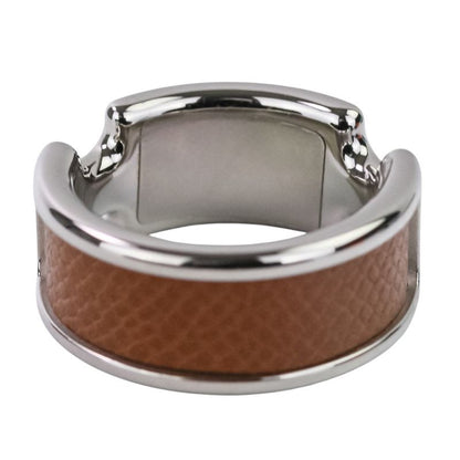 Hermes Olympe PM Ring S Size 11.5 Silver Color Brown Ladies