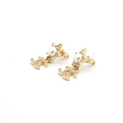 Chanel Earrings Earring Gold Coco Mark Star Rhinestone
