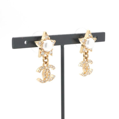 Chanel Earrings Earring Gold Coco Mark Star Rhinestone