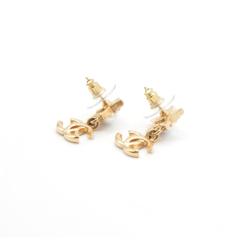 Chanel Earrings Earring Gold Coco Mark Star Rhinestone