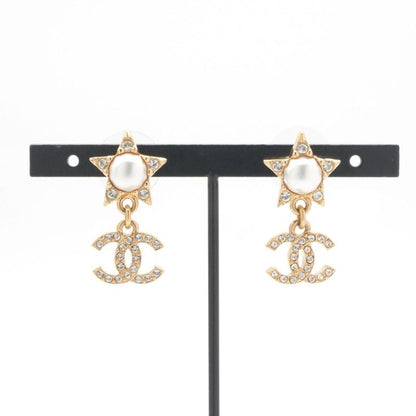 Chanel Earrings Earring Gold Coco Mark Star Rhinestone
