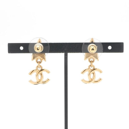 Chanel Earrings Earring Gold Coco Mark Star Rhinestone