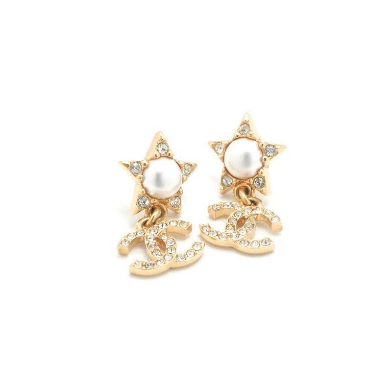 Chanel Earrings Earring Gold Coco Mark Star Rhinestone