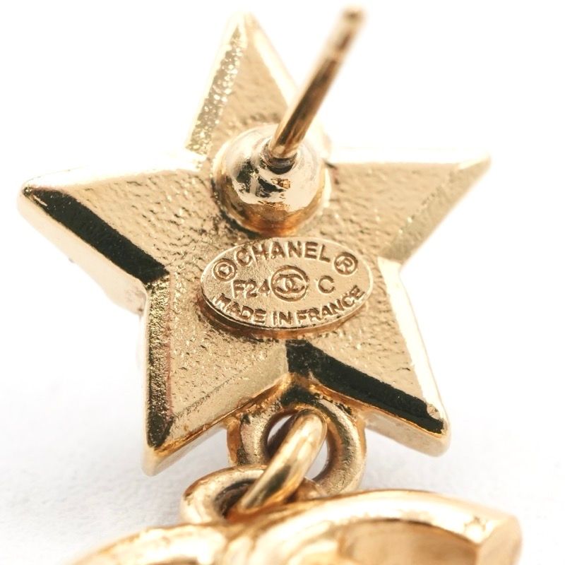 Chanel Earrings Earring Gold Coco Mark Star Rhinestone