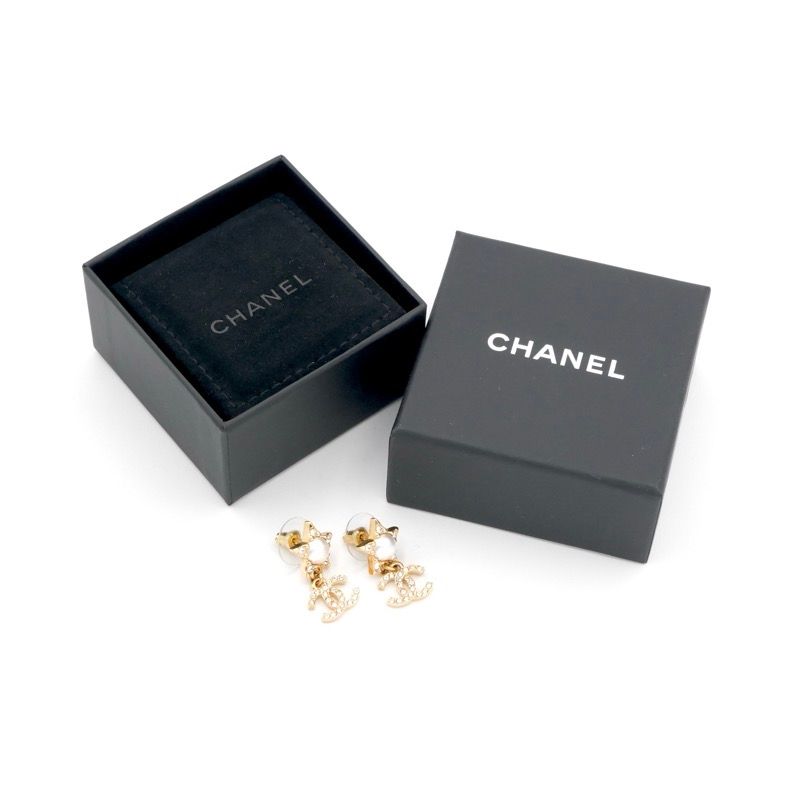Chanel Earrings Earring Gold Coco Mark Star Rhinestone