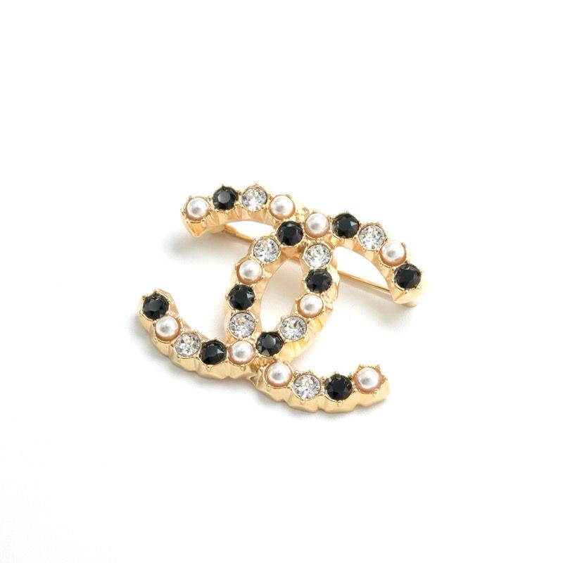 Chanel Brooch Corsage Gold Coco Mark Pearl Rhinestone