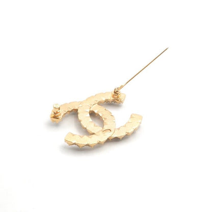 Chanel Brooch Corsage Gold Coco Mark Pearl Rhinestone