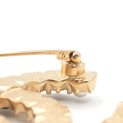 Chanel Brooch Corsage Gold Coco Mark Pearl Rhinestone