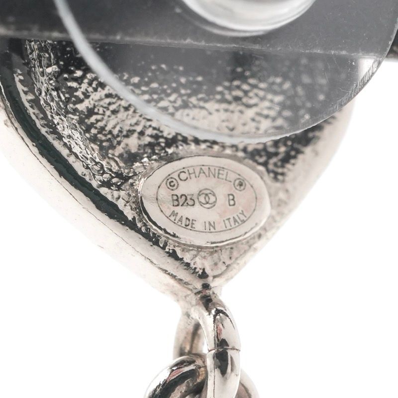 Chanel Earrings Earring Silver Coco Mark Heart Rhinestone