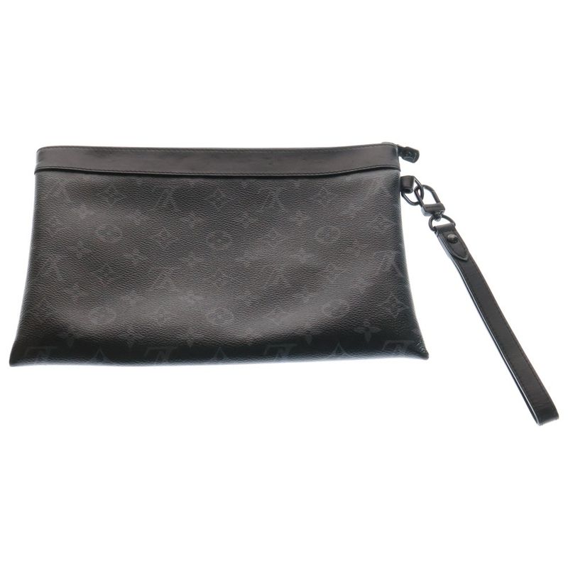 Louis Vuitton Monogram Eclipse Pochette To Go Clutch Bag Black M81569 RFID