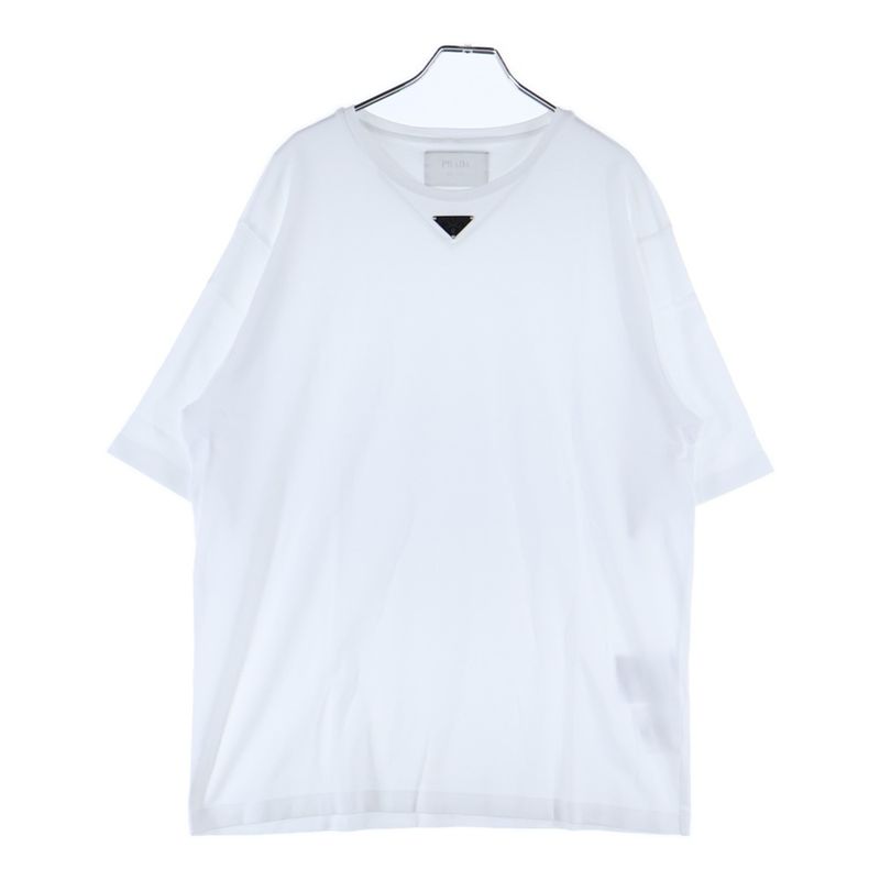 Prada 23SS Triangle Logo Plate Crew Neck Short Sleeve T-shirt Cut And Sewn