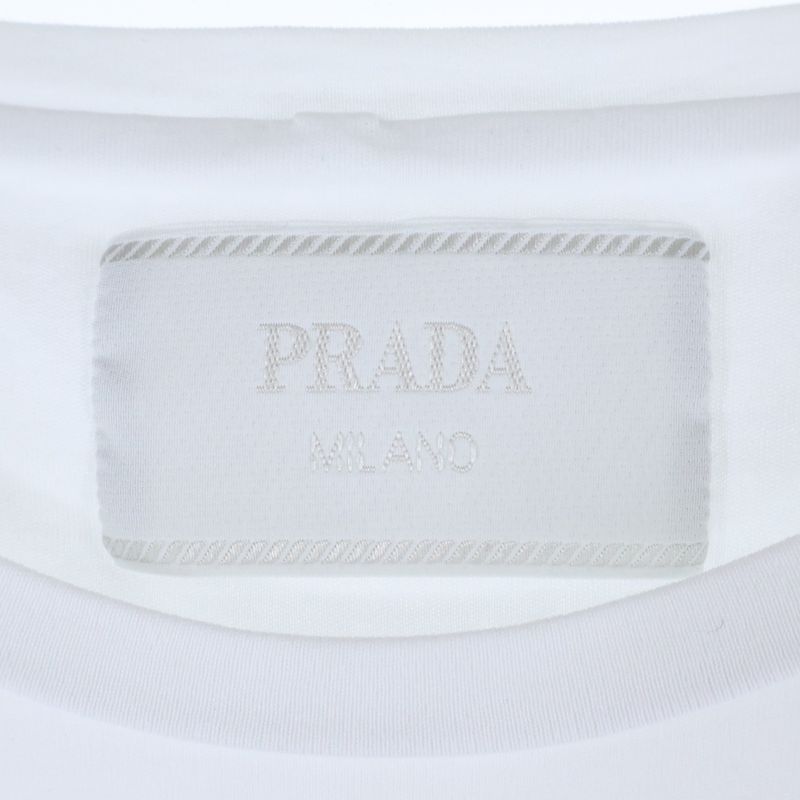 Prada 23SS Triangle Logo Plate Crew Neck Short Sleeve T-shirt Cut And Sewn