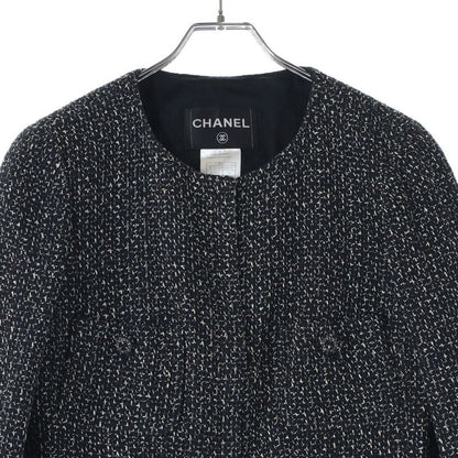 Chanel 08AW Alpaca Blend Wool Cut Replacement Silk Zip Up Collarless Jacket