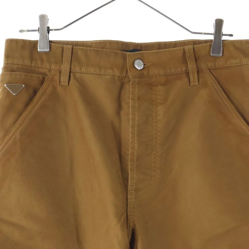 Prada 24AW Moleskin Pants Light Brown Moleskin Double Knee Button Fly Painter
