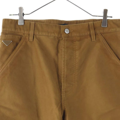 Prada 24AW Moleskin Pants Light Brown Moleskin Double Knee Button Fly Painter
