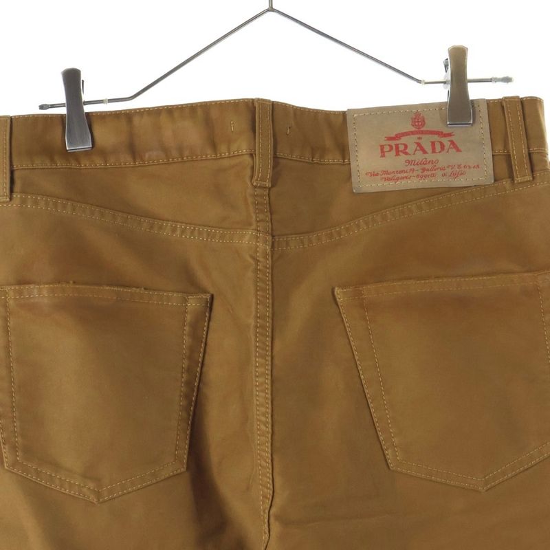 Prada 24AW Moleskin Pants Light Brown Moleskin Double Knee Button Fly Painter