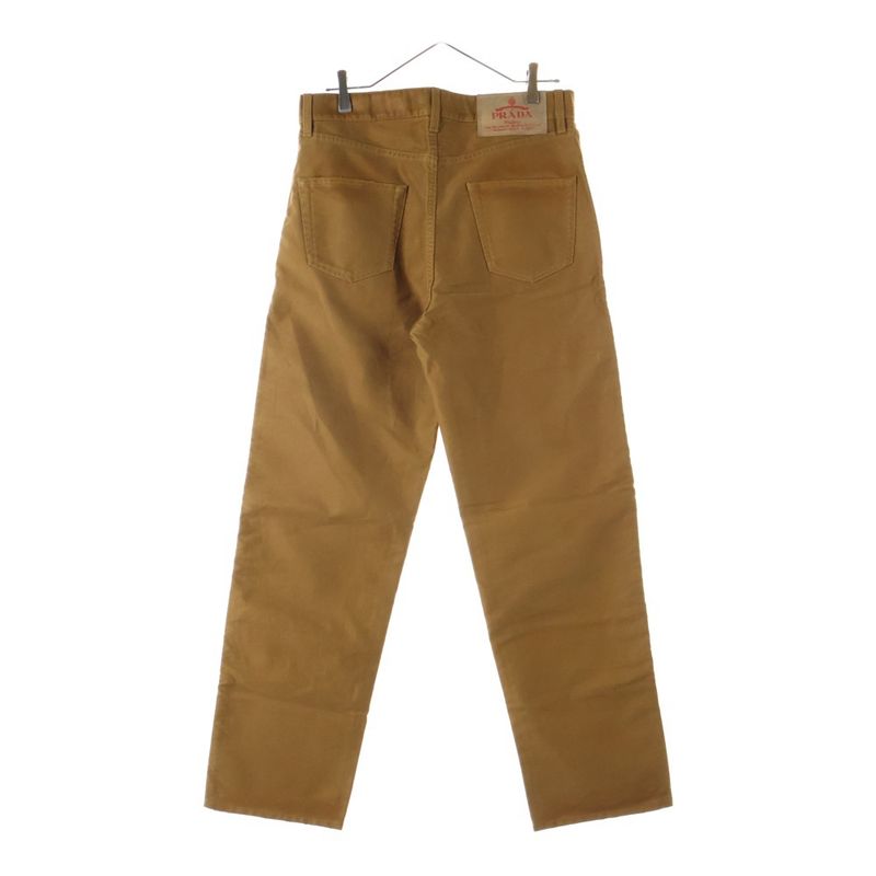 Prada 24AW Moleskin Pants Light Brown Moleskin Double Knee Button Fly Painter