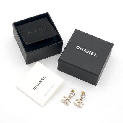 Chanel Earrings Earring Gold Coco Mark Rhinestone