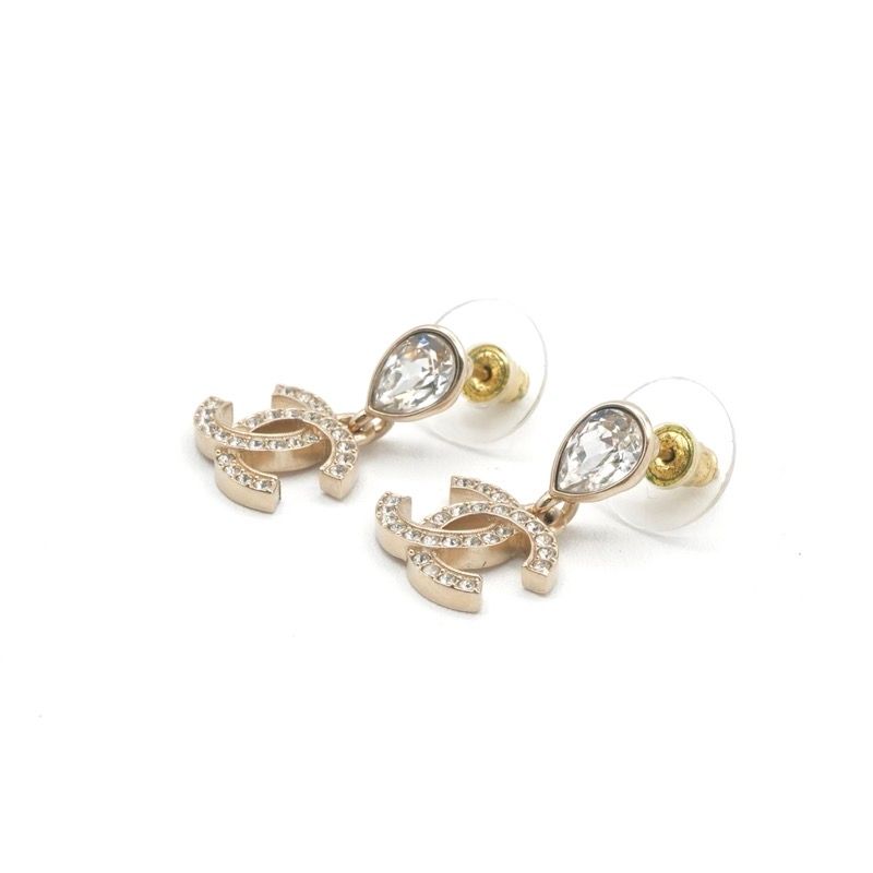 Chanel Earrings Earring Gold Coco Mark Rhinestone