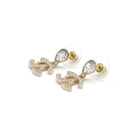 Chanel Earrings Earring Gold Coco Mark Rhinestone