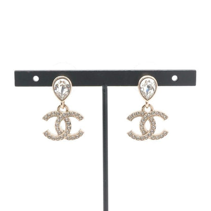Chanel Earrings Earring Gold Coco Mark Rhinestone
