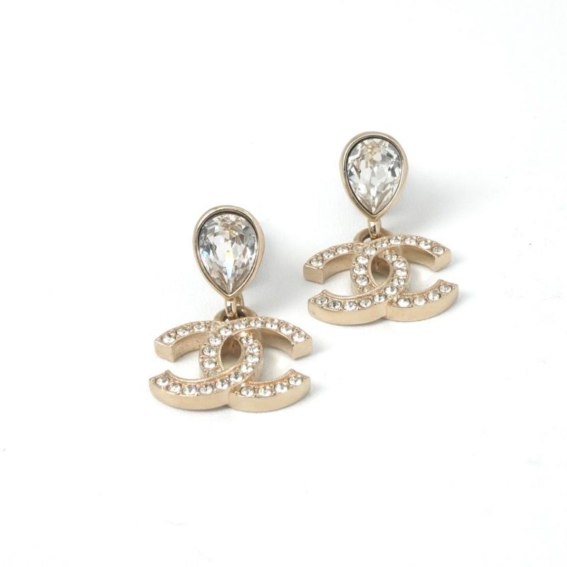 Chanel Earrings Earring Gold Coco Mark Rhinestone