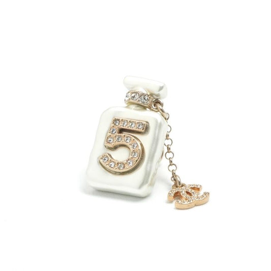 Chanel Brooch Corsage Gold White Coco Mark Perfume Bottle Rhinestone Pin Brooch