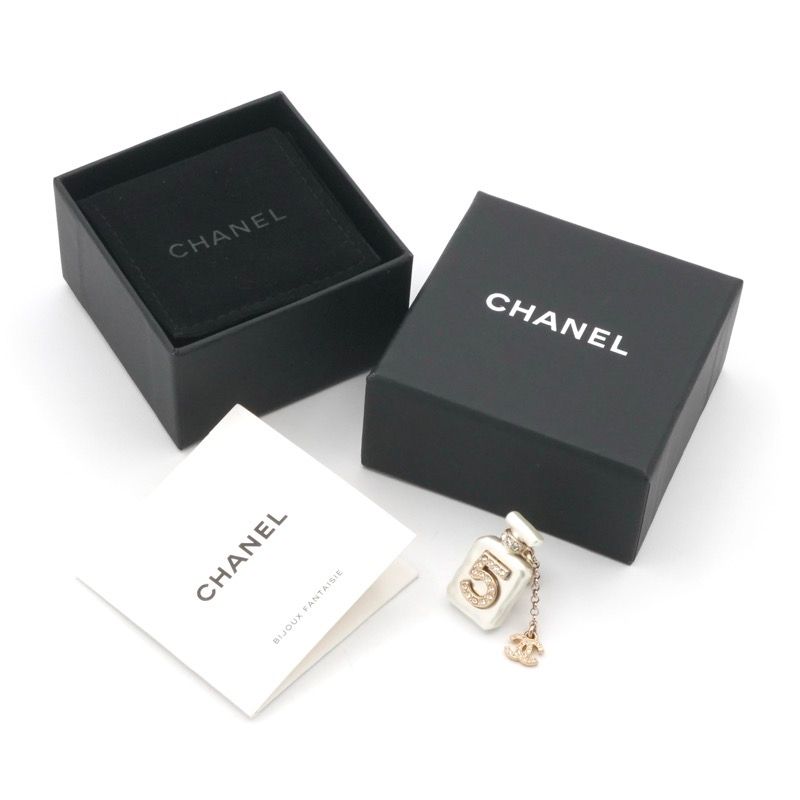 Chanel Brooch Corsage Gold White Coco Mark Perfume Bottle Rhinestone Pin Brooch