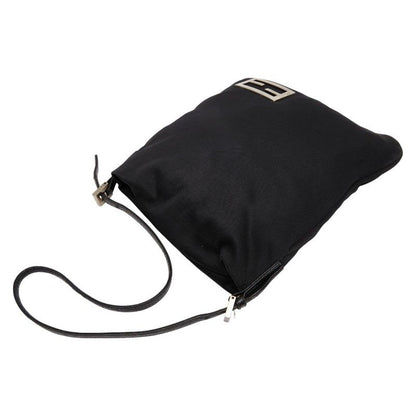 Fendi Mamma Bucket Logo Black Jersey Leather Women's