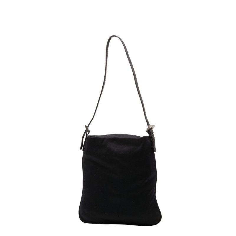 Fendi Mamma Bucket Logo Black Jersey Leather Women's