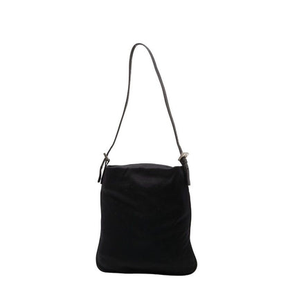 Fendi Mamma Bucket Logo Black Jersey Leather Women's