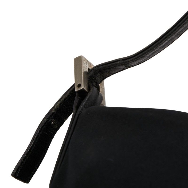 Fendi Mamma Bucket Logo Black Jersey Leather Women's